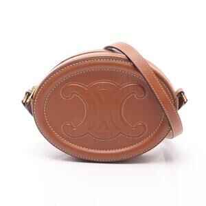 Celine Oval Cuir Triomphe Shoulder Bag Brown Leather